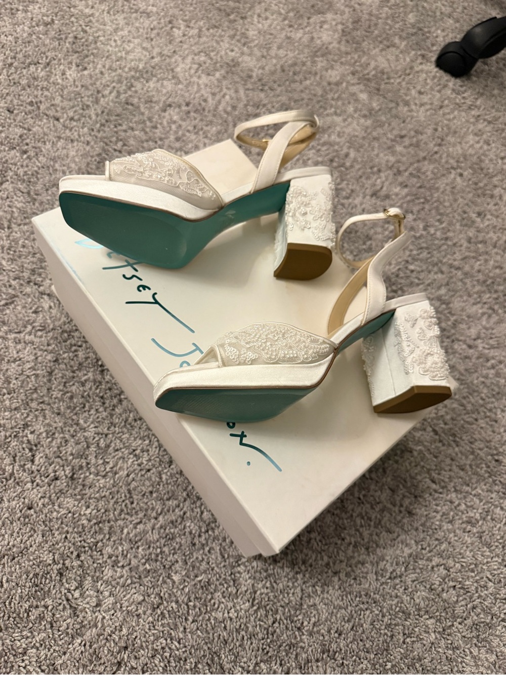 Betsey Johnson Junie Ivory Beaded Platform Heels | Bridal Heels | Size 6.5 - Picture 9 of 13